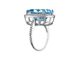 Blue Topaz Sterling Silver Halo Ring 13.04ctw