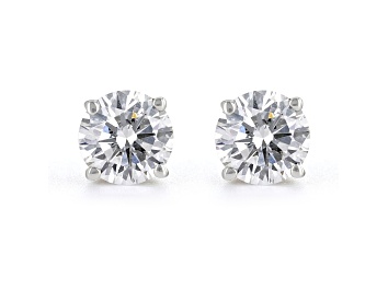 Picture of Round White IGI Certified Lab-Grown Diamond 18k White Gold Stud Earrings 1.00ctw