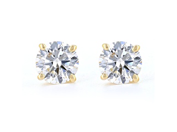 Picture of Certified White Lab-Grown Diamond E-F SI 18k Yellow Gold Stud Earrings 1.00ctw