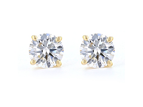 Certified White Lab-Grown Diamond E-F SI 18k Yellow Gold Stud Earrings 1.00ctw