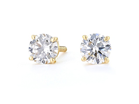 Certified White Lab-Grown Diamond E-F SI 18k Yellow Gold Stud Earrings 1.00ctw