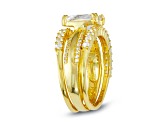 Lab Created White Sapphire 14K Yellow Gold Over Sterling Silver Bridal Ring Set 4.00ctw