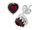 Garnet Sterling Silver Heart Earrings 2.00ctw