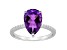 12x8mm Pear Shape Amethyst and 1/10 ctw Diamond Rhodium Over Sterling Silver Ring