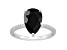 12x8mm Pear Shape Black Onyx and 1/10 ctw Diamond Rhodium Over Sterling Silver Ring