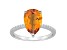 12x8mm Pear Shape Citrine and 1/10 ctw Diamond Rhodium Over Sterling Silver Ring