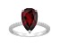 12x8mm Pear Shape Garnet and 1/10 ctw Diamond Rhodium Over Sterling Silver Ring