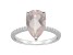 12x8mm Pear Shape Rose Quartz and 1/10 ctw Diamond Rhodium Over Sterling Silver Ring