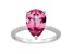 12x8mm Pear Shape Pink Topaz and 1/10 ctw Diamond Rhodium Over Sterling Silver Ring