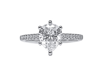 Picture of Pear Shape White Lab Grown Diamond Ring 14K White Gold 2.15ctw