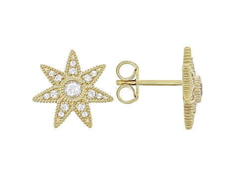 Judith Ripka 0.56ctw White Topaz 14k Gold Clad Star Stud Earrings