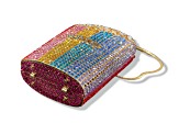 Gold Tone Multi Crystal Popcorn Clutch