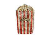 Gold Tone Red and White Crystal Popcorn Clutch