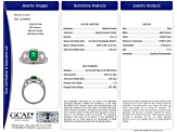 Rectangular Brilliant Cut Green Emerald and White Diamond Platinum Ring. 2.20 CTW