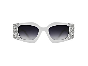 White Crystal Rectangular Frame Sunglasses