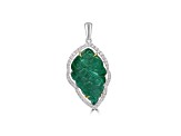 46.63 Ctw Carved Emerald 1.21 Ctw White Diamond Pendant in 18K WG