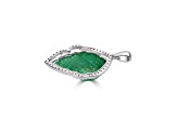 46.63 Ctw Carved Emerald 1.21 Ctw White Diamond Pendant in 18K WG
