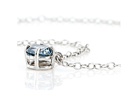 blue lab-grown diamond 14kt white gold solitaire necklace 0.33ctw