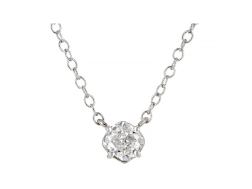 Picture of White Lab-Grown Diamond 14k White Gold Solitaire Necklace 0.33ctw