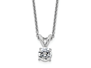 Rhodium Over 14K Gold 1/2 ct. 5.0mm Round J-K Color Moissanite Pendant with Chain