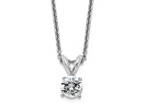 Rhodium Over 14K Gold 1/2 ct. 5.0mm Round J-K Color Moissanite Pendant with Chain