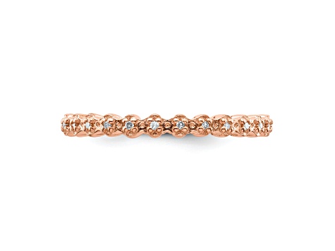 14K Rose Gold Over Sterling Silver Stackable Expressions Diamond Pink-plated Ring 0.08ctw