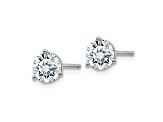 Rhodium Over 14K White Gold 1ct. 5.0mm Round J-K Color Moissanite Earrings