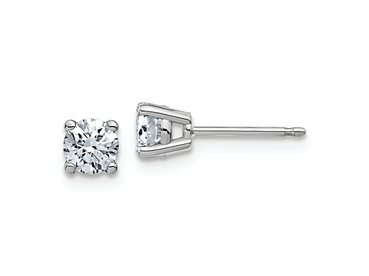 Rhodium Over 14K White Gold 3/4ct. 4.5mm Round G H I True Light Moissanite Earrings