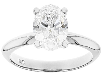 Picture of 14K White Gold Oval IGI Certified Lab Grown Diamond Solitaire Ring 2.0ct, F Color/VS2 Clarity
