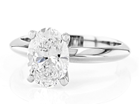 14K White Gold Oval IGI Certified Lab Grown Diamond Solitaire Ring 2.0ct, F Color/VS2 Clarity