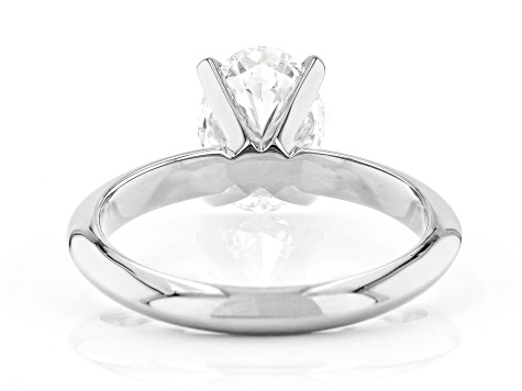 14K White Gold Oval IGI Certified Lab Grown Diamond Solitaire Ring 2.0ct, F Color/VS2 Clarity