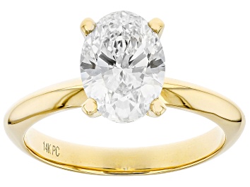 Picture of 14K Yellow Gold Oval IGI Certified Lab Grown Diamond Solitaire Ring 2.0ct, F Color/VS2 Clarity