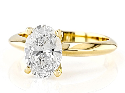 14K Yellow Gold Oval IGI Certified Lab Grown Diamond Solitaire Ring 2.0ct, F Color/VS2 Clarity