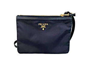 Prada Tessuto Nylon Blue Zip Calf Leather Crossbody Bag