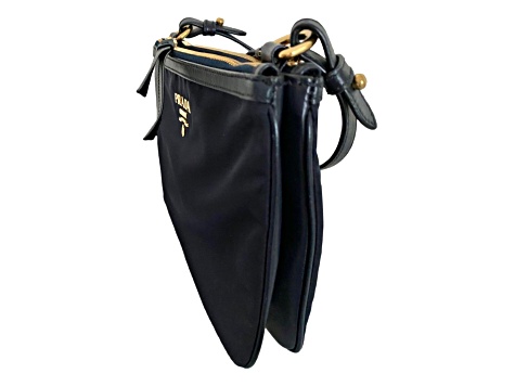 Prada Tessuto Nylon Blue Zip Calf Leather Crossbody Bag