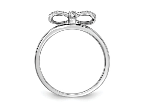 Rhodium Over 14K White Gold Diamond Bow Ring