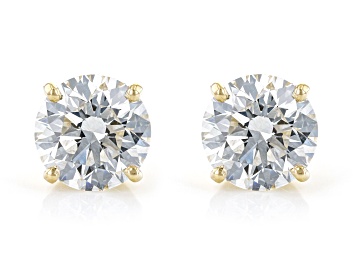 Picture of White Lab-Grown Diamond 14K YG Solitaire Stud Earrings 4ctw G Color VS2 Clarity