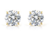 White Lab-Grown Diamond 14K YG Solitaire Stud Earrings 4ctw G Color VS2 Clarity