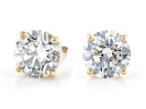 White Lab-Grown Diamond 14K YG Solitaire Stud Earrings 4ctw G Color VS2 Clarity