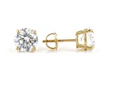 White Lab-Grown Diamond 14K YG Solitaire Stud Earrings 4ctw G Color VS2 Clarity