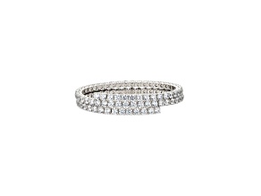 NADRI CZ Double Tennis Wrap Bracelet Rhodium Over Brass