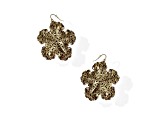 Gold-Tone Flower Shape Red Bead Earring with Fishhook Closure.