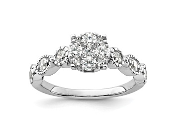Picture of Rhodium Over 14K White Gold Lab Grown Diamond VS/SI GH, Cluster Ring 0.782ctw