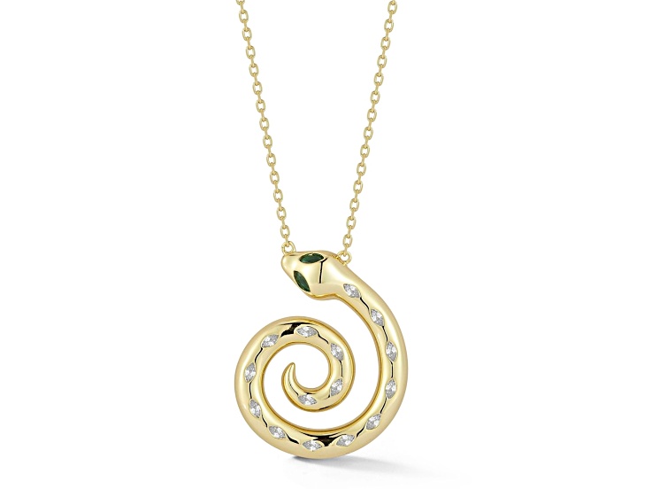 Sterling Statements 14K Yellow Gold Over Silver Cubic Zirconia Spiral Snake Pendant Necklace