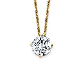 14K Yellow Gold 1.50 ct. 7.5mm Round G H I True Light Moissanite Solitaire Pendant with Chain