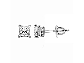 Picture of White Diamond 14K White Gold Solitaire Stud Earrings 1.00CTW