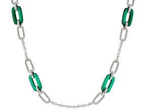 Judith Ripka Green Agate Rhodium Over Sterling Silver 38" Station Necklace