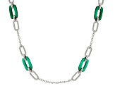 Judith Ripka Green Agate Rhodium Over Sterling Silver 38" Station Necklace