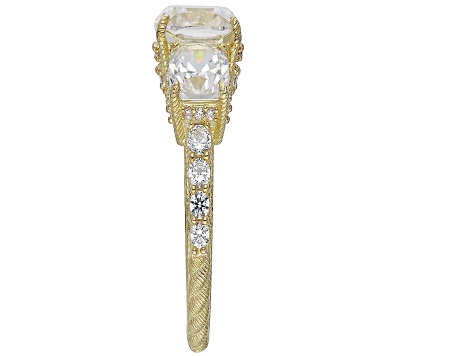 Judith Ripka Bella Luce Diamond Simulant 14k Gold Clad 3 Stone Ring