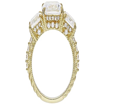 Judith Ripka Bella Luce Diamond Simulant 14k Gold Clad 3 Stone Ring